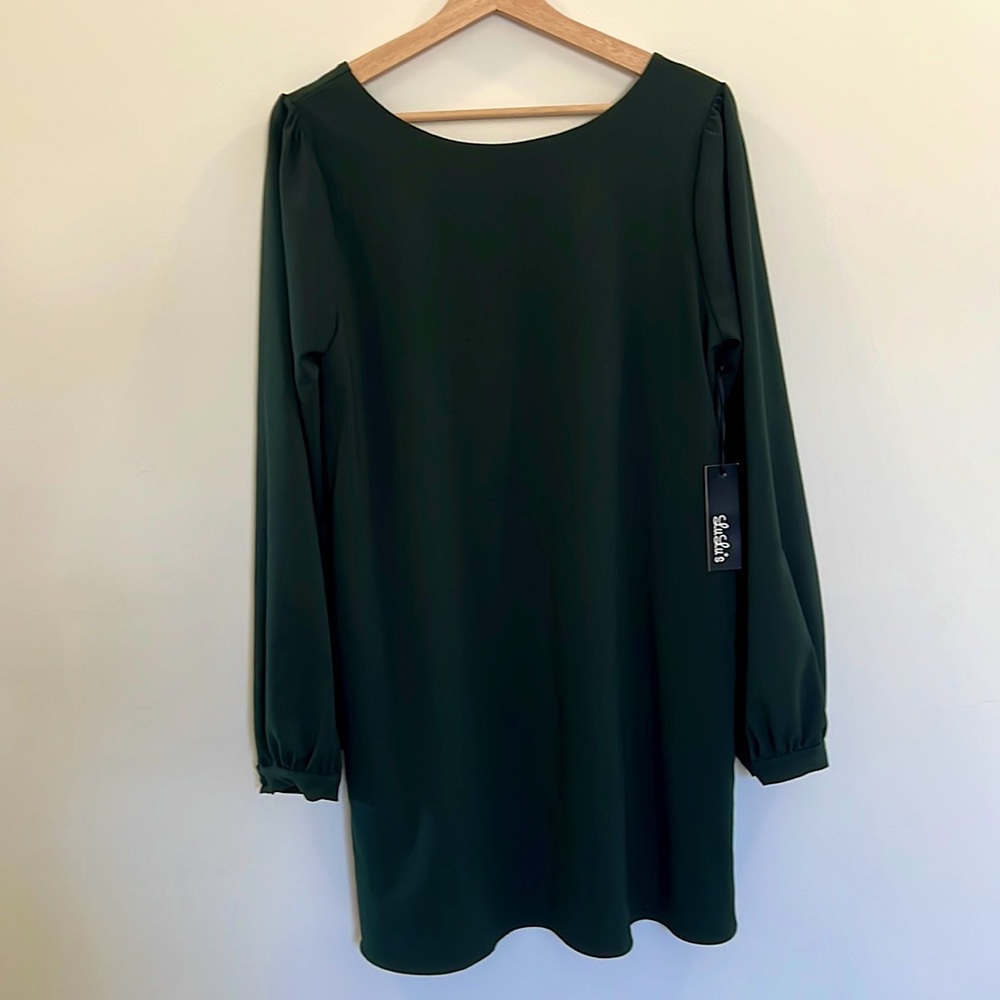 Lulu’s Status Update Shift Dress with Pockets Large Long Sleeve Green